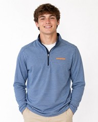 Whataburger Cutter & Buck Employee 1/4 Zip Pullover Blue Striped Sz Large