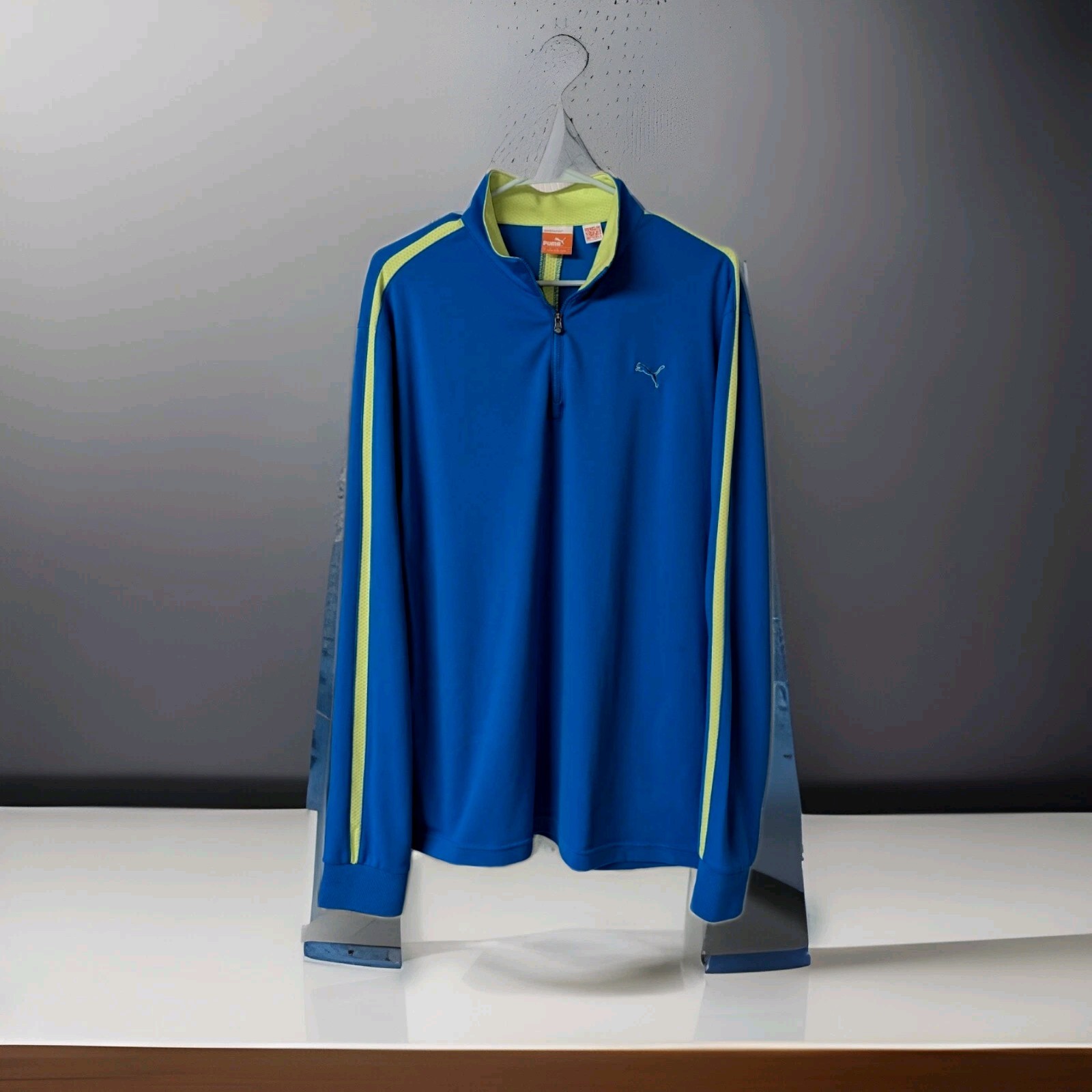 Puma Lifestyle Blue Quarter Zip Track Athletic Top Sports Outerwear Men's L gallery