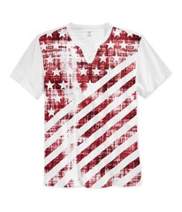 I.N.C Mens Flag Split Neck Graphic T-Shirt