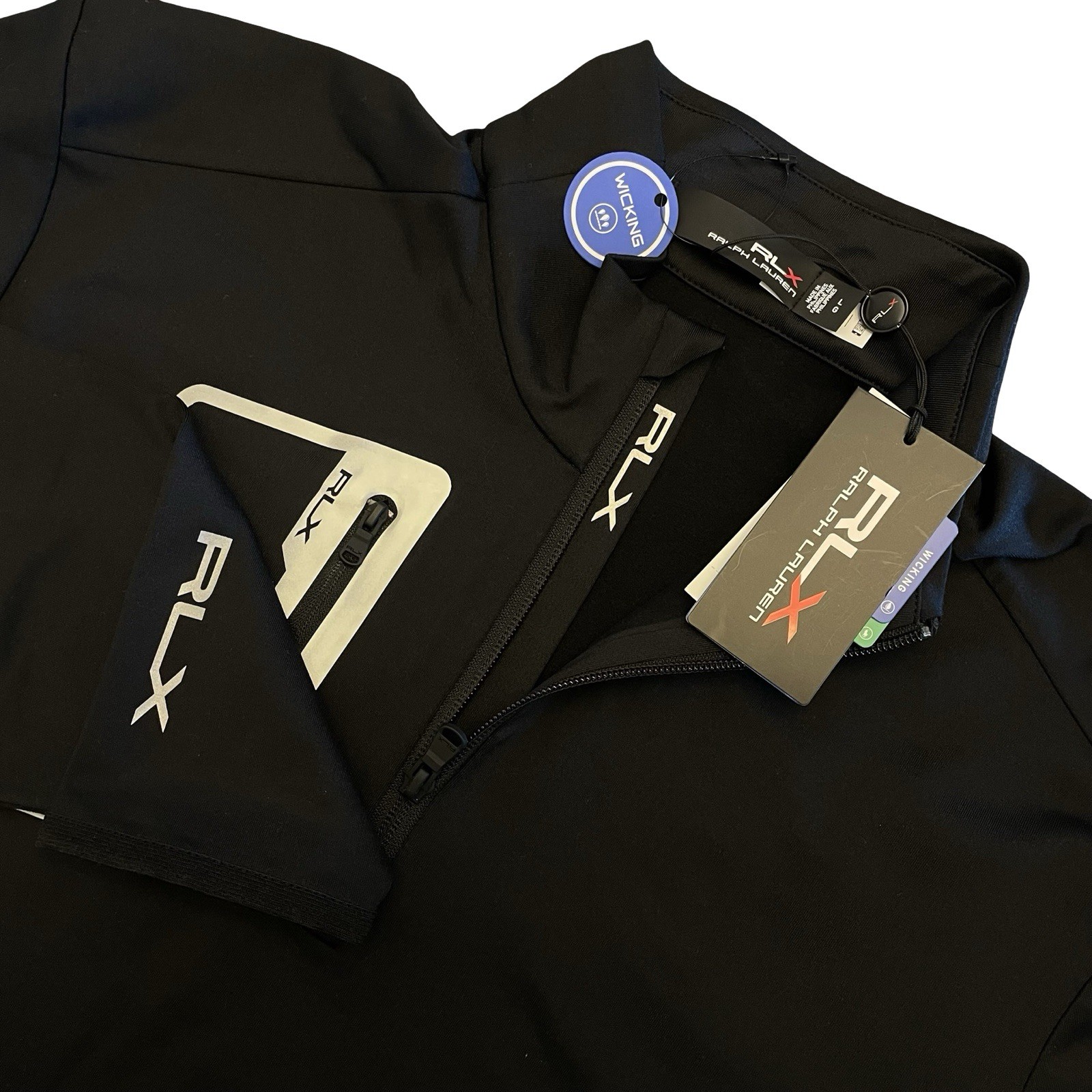 RLX Ralph Lauren Luxury Performance Jersey 1/4 Zip Pullover Black Large $148 gallery