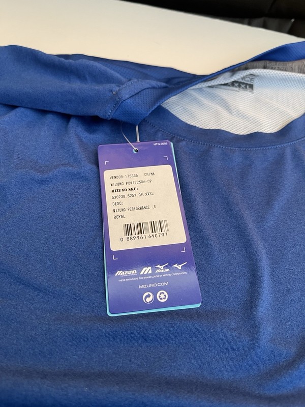 Mizuno Mens Performance Long Sleeve T-shirt Blue Size 3XL New gallery