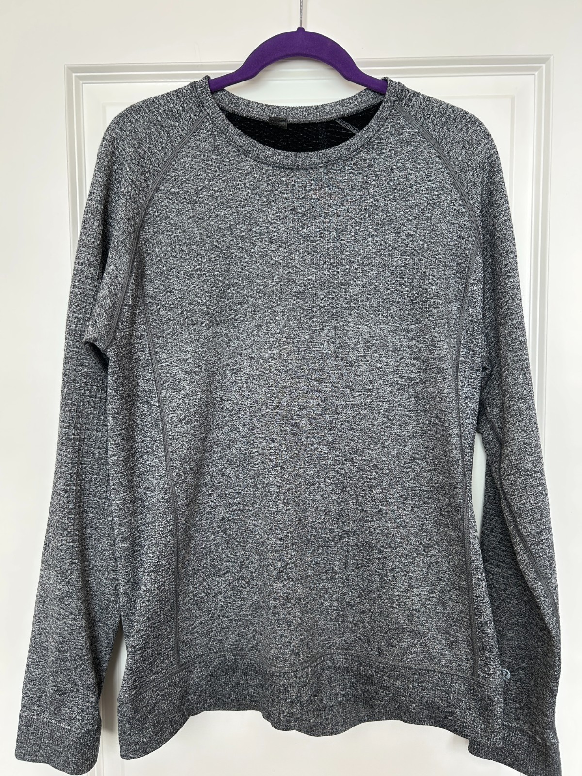 Lululemon Engineered Warmth Long Sleeve Crew Medium Gray Black Merino Wool gallery