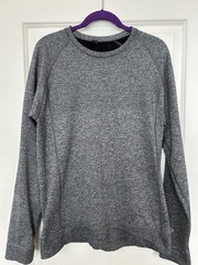 Lululemon Engineered Warmth Long Sleeve Crew Medium Gray Black Merino Wool