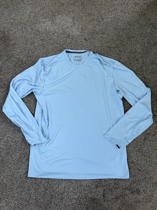 Simms Men’s Medium Blue SolarFlex UPF 50 Fishing Sun Shirt Long Sleeve gallery
