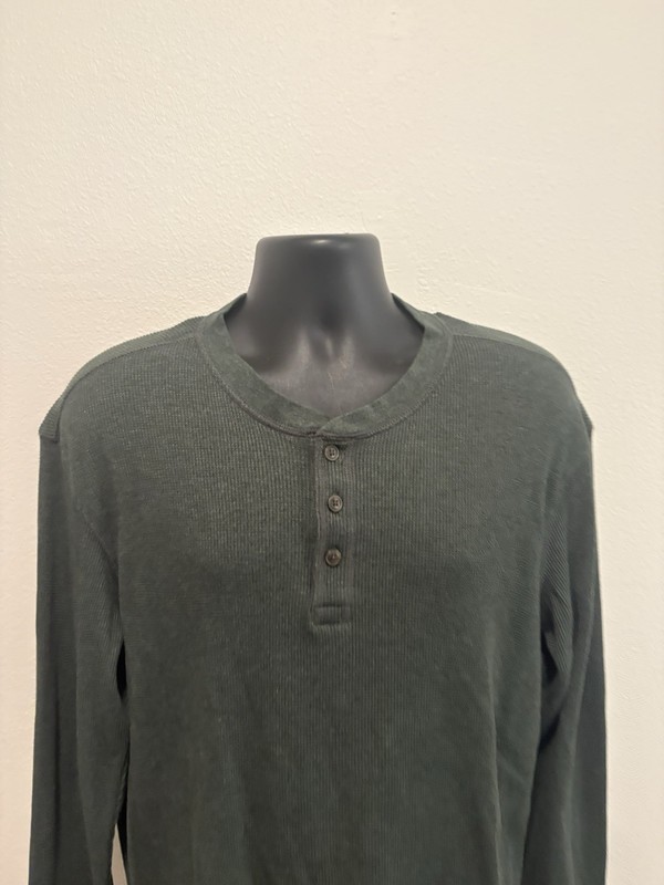 St Johns Bay Mens XL Pullover Henley Top Shirt Long Sleeve Green gallery