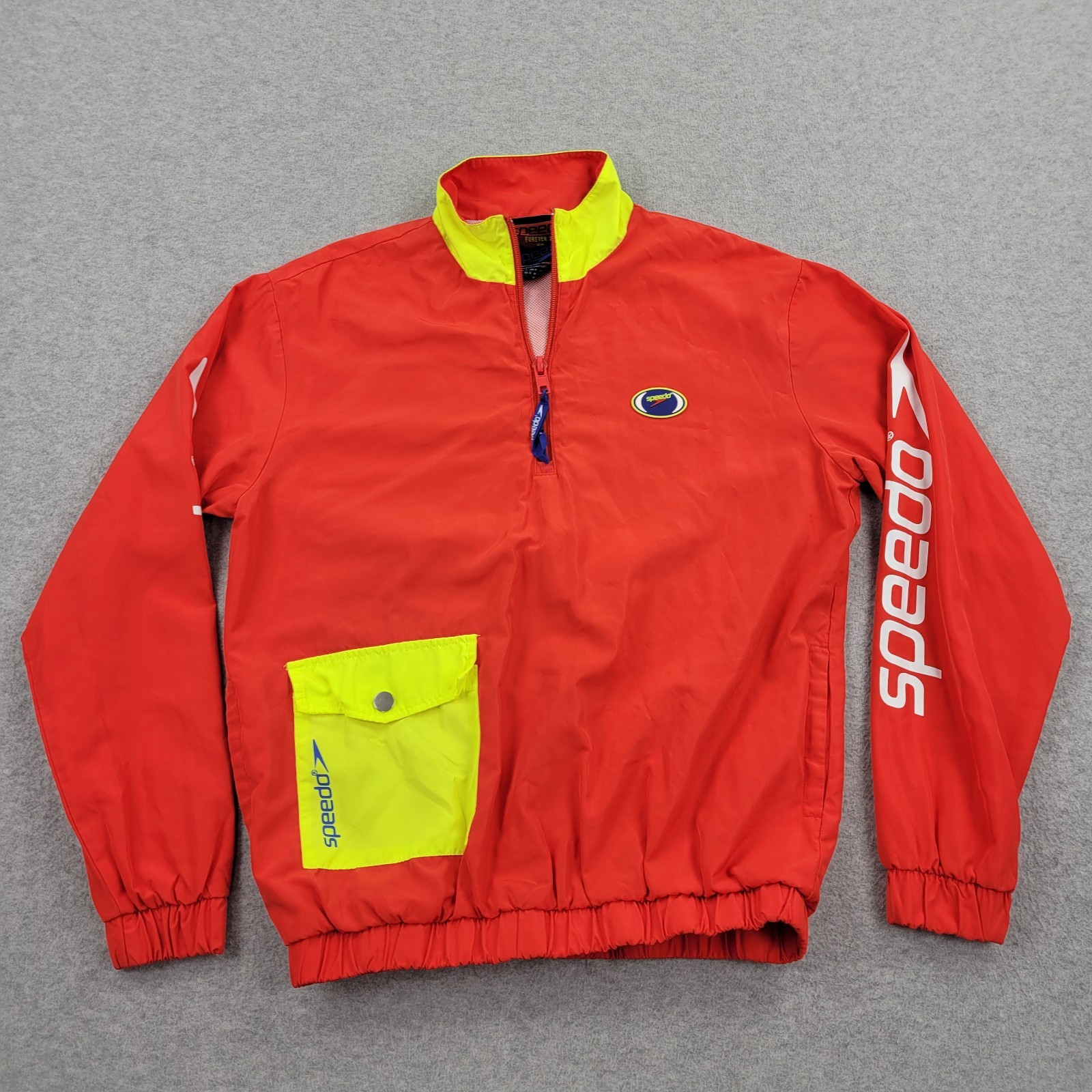 Speedo Forever 21 1/4 Zip Pullover Mens Small Orange Performance Graphic Retro gallery