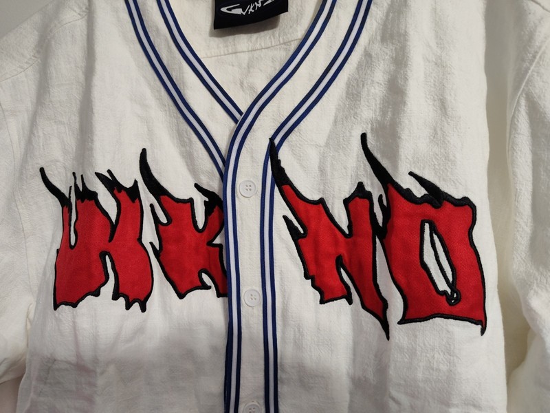WKND Skateboards-White with Red/Blue-Linen Material-Baseball Jersey-Size XL-NICE gallery