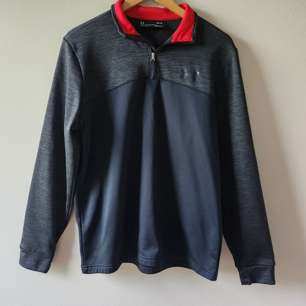 Under Armour ColdGear 1/4 Zip Mock Loose Fit Black/Red Men's XL new with tags