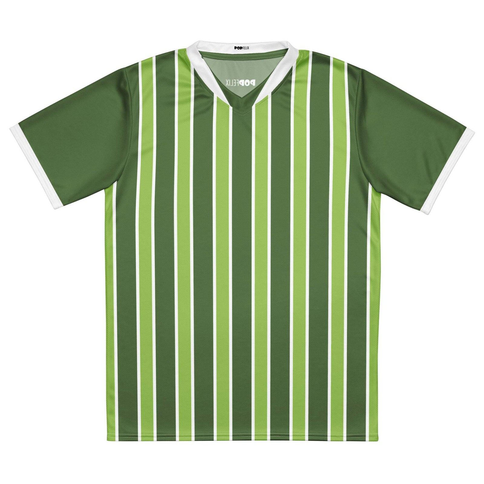 Fern Green + White Striped Recycled Unisex PopFelix Designer Sports Jersey gallery