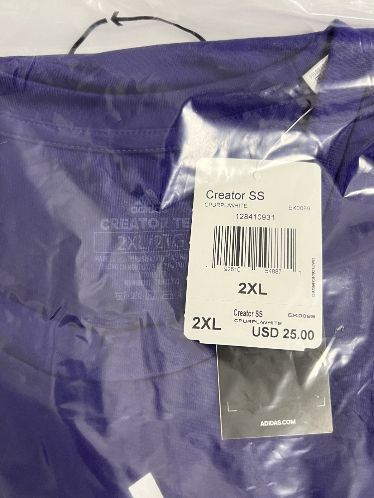 Adidas - Creator - Men's Short Sleeve T-Shirt - Purple - 2X-Large - EK0089 gallery