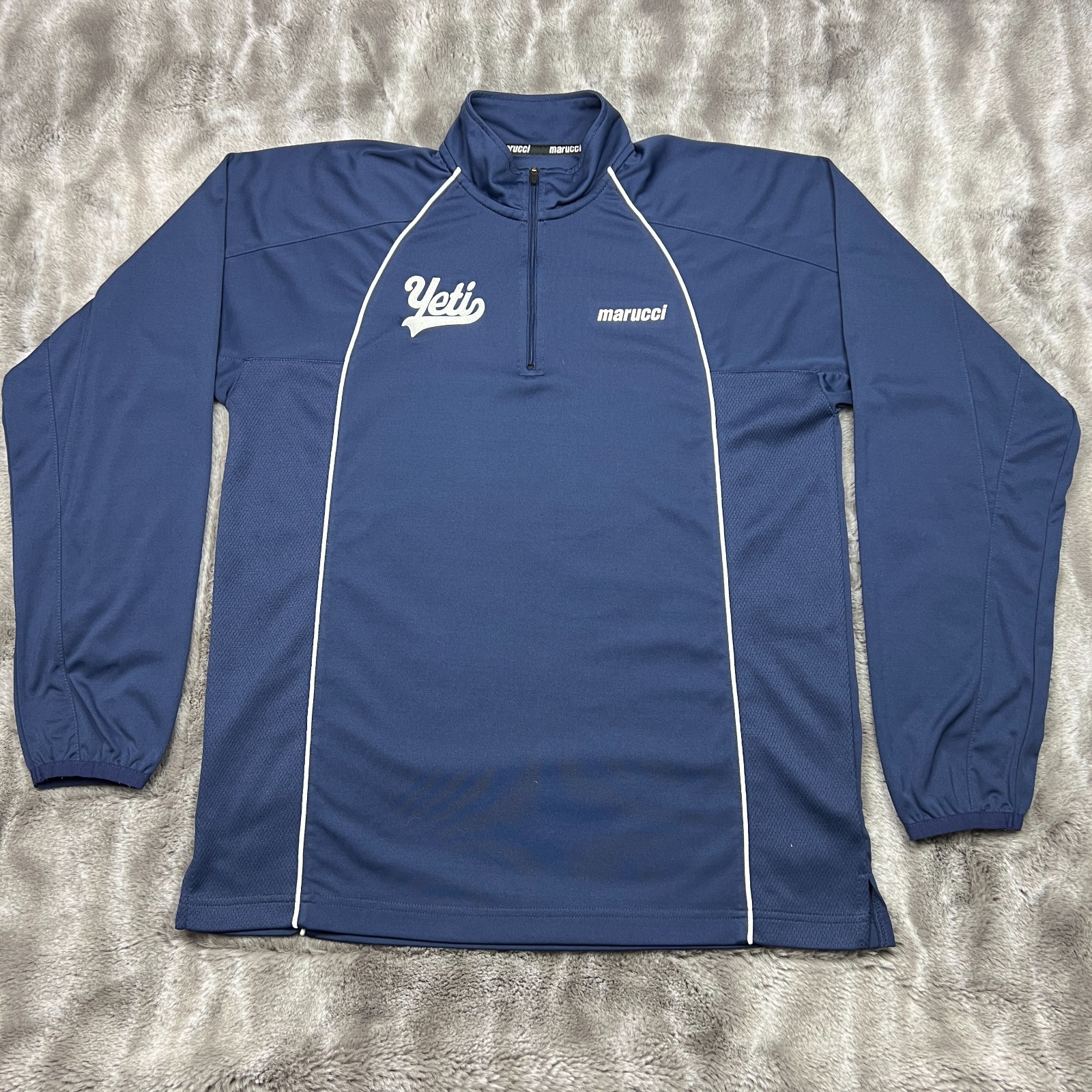 Marucci 1/4 Zip Pullover Mens Small Blue Baseball Warmup Training Yeti gallery