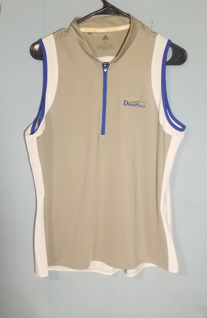 ADIDAS Druid Hills Golf Basketball Jersey Mens XL 1/4 Zip Gray White gallery