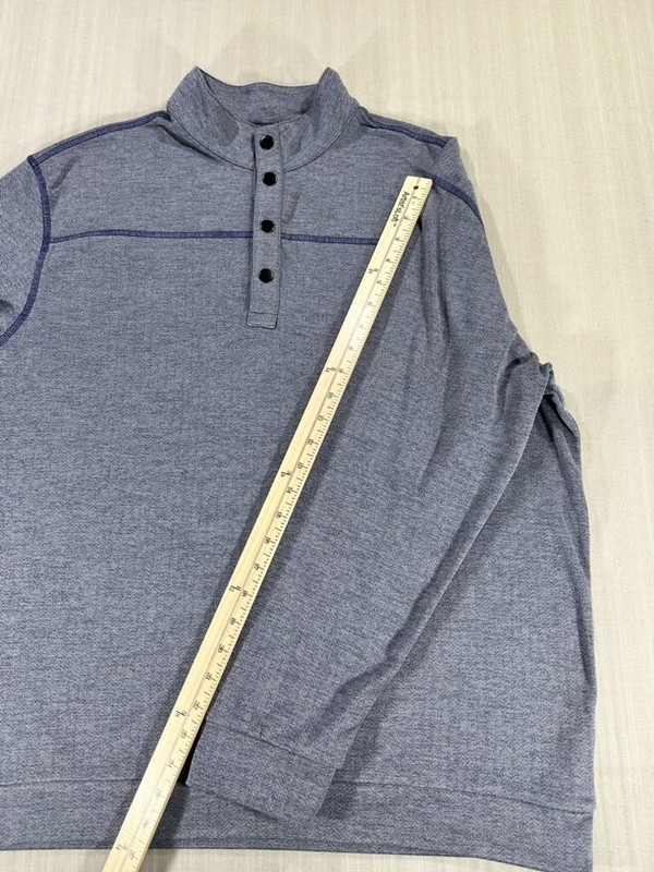 Roundtree&Yorke Performanace Golf Men's Shirt 1/4 Button Long Sleeve Gray #3636 gallery