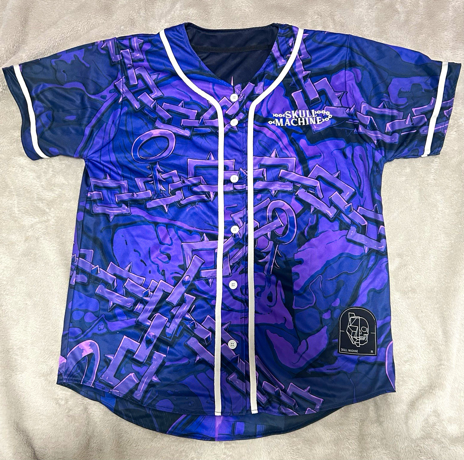 BTSM x Kai Wachi Skull Machine Reversible Baseball Jersey PurpleBlue Rave Size M gallery