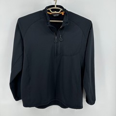 ORVIS Mens Black Quarter Zip Pullover Long Sleeve Fleece Lined Casual Shirt XL