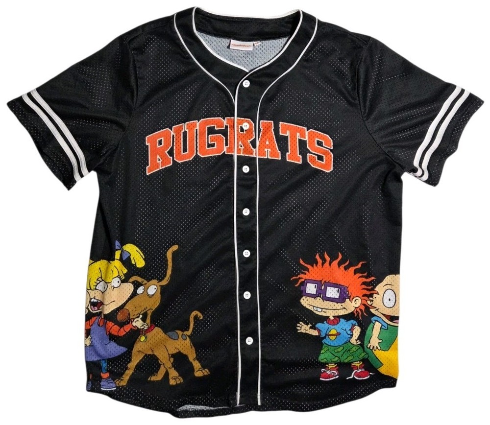Nickelodeon Rugrats Baseball Jersey Mesh Black Streetwear Adult 2XL Lightweight