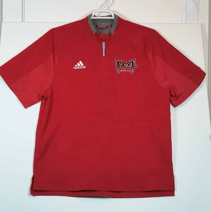 Adidas Men's Baseball Shirt Venom Fastpitch Red And Gray Half Zip SS Size Medium gallery