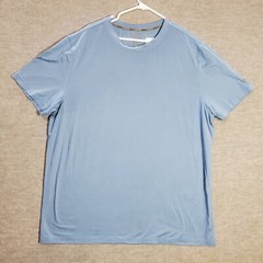Speedo Men Button Up Shirt 2XL Blue Striped UPF 50+ Block The Burn Crew Neck Tee