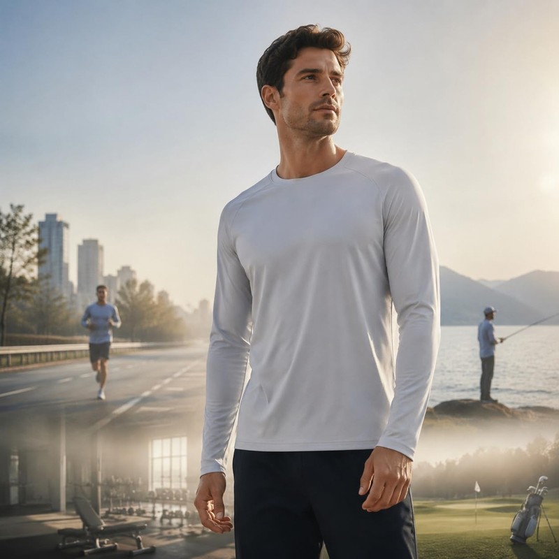 Men's Moisture Wicking UPF 50 Long Sleeve Sun Protection Shirts 6 Pack gallery