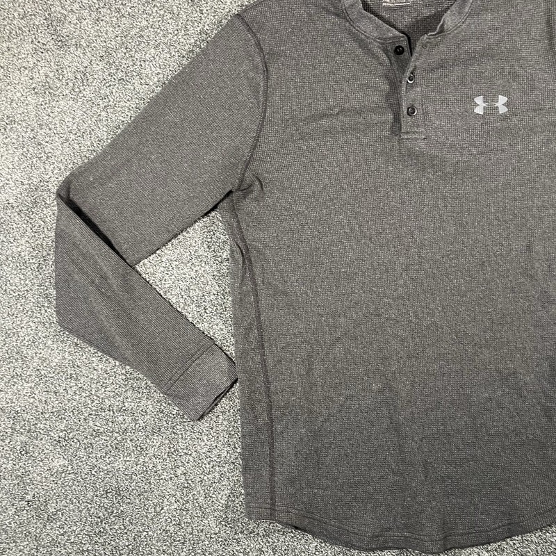 Under Armour Waffle Knit Henley Shirt Mens Small Gray Long Sleeve Thermal gallery