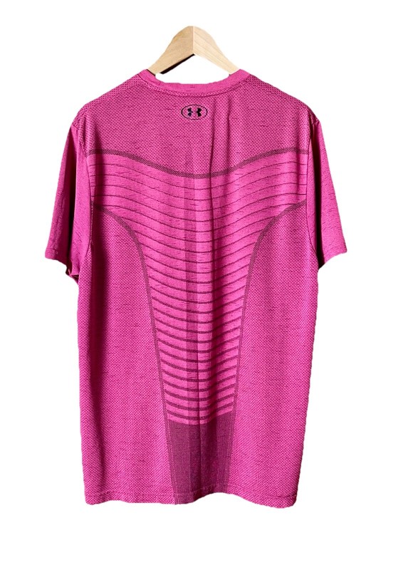 UNDER ARMOUR Seamless Wave Athletic Shirt Mens XL Pink HeatGear Running Training gallery