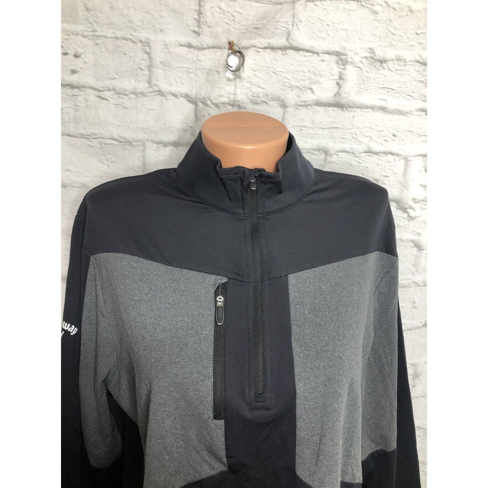 NEW Callaway Golf Shirt Black Gray Weather Series Long Sleeve 1/4 Zip Pullover gallery