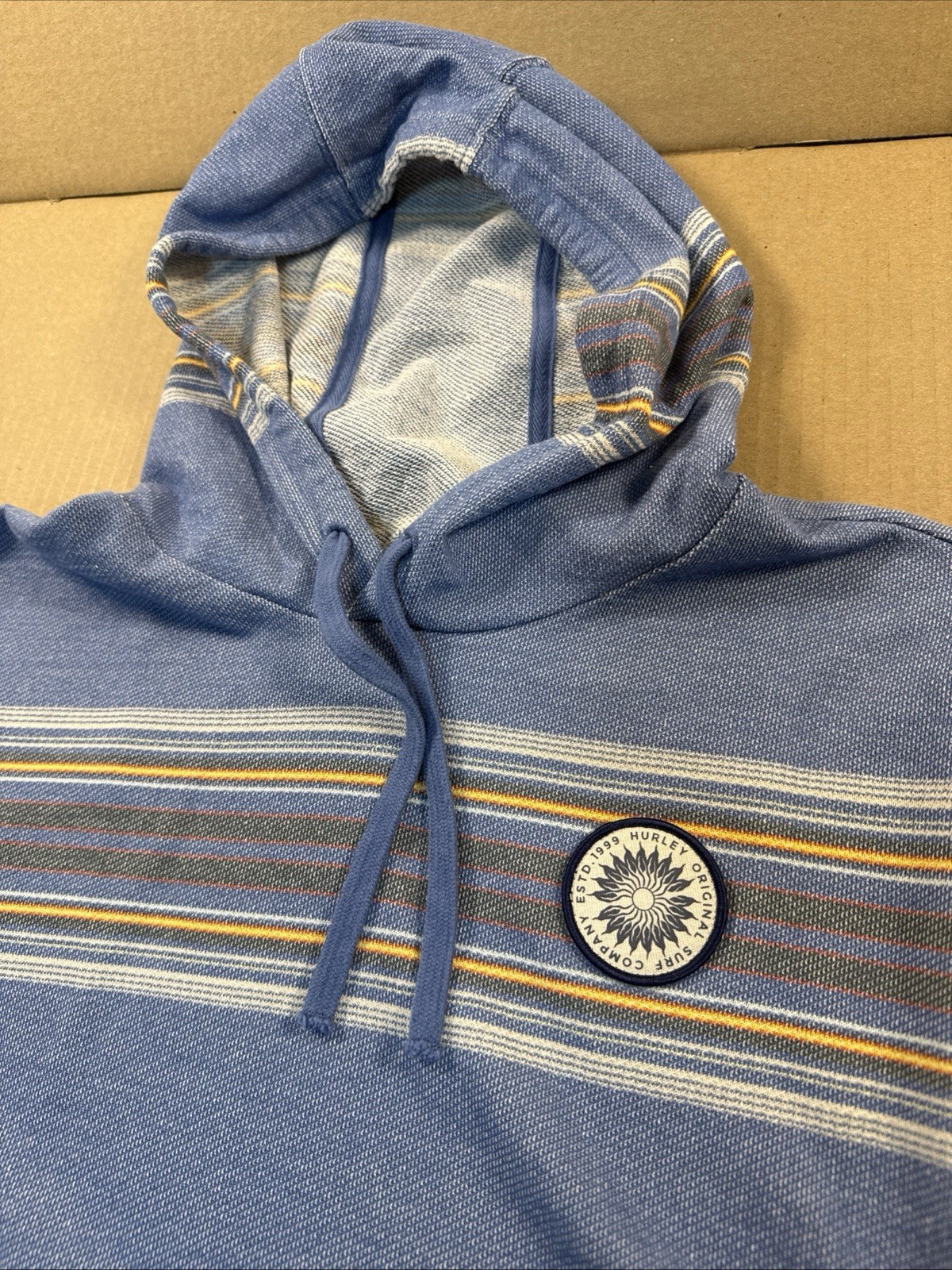 HURLEY OG HOODIE PONCHO STRIPED BLUE MENS MEDIUM gallery