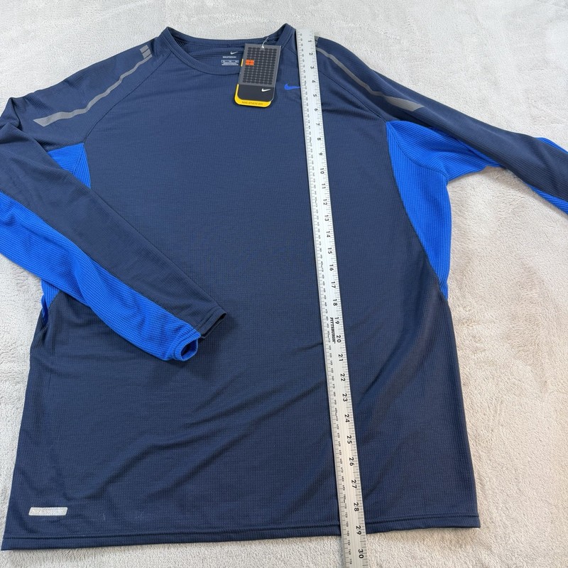 Nike Mens Sphere Dry Crewneck Running Shirt Blue XL Long Sleeve Vintage 2005 gallery