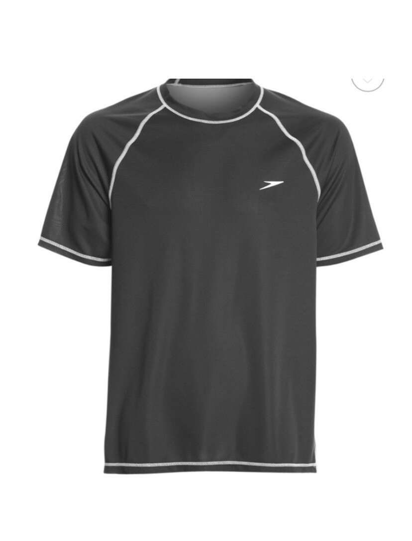 SPEEDO Athletic Shirt UV Protection Black Size Large NWT gallery