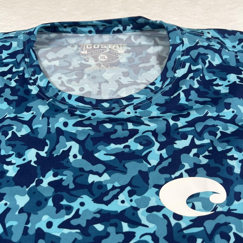 Costa Shirt Mens XL Blue Camo Long Sleeve Performance Fishing Tee Top gallery