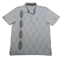 William Murray Golf Gray Argyle Print Polo T-Shirt Size Large EUC
