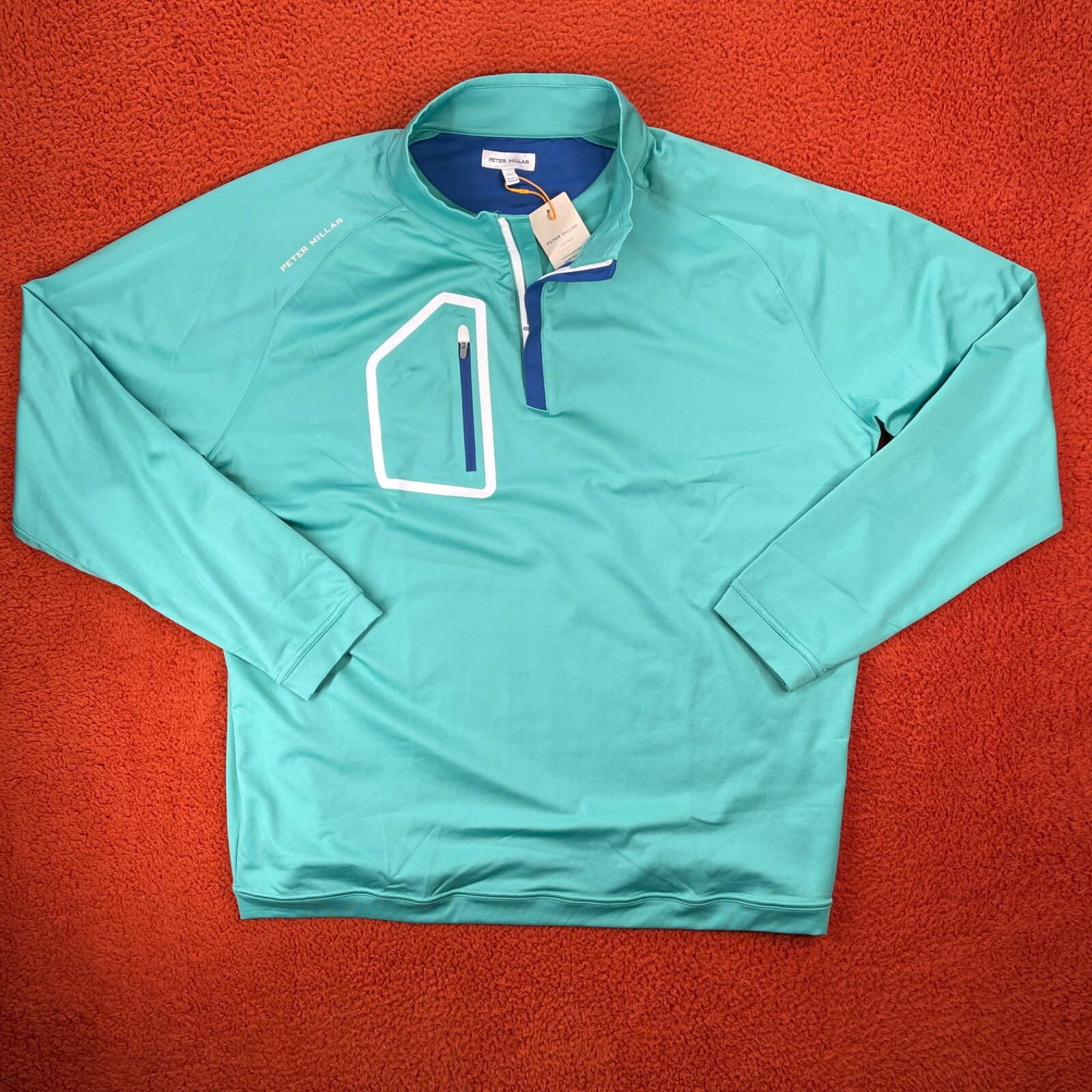 PETER MILLAR Mens XXL 2XL Forge Performance Quarter-Zip Pullover Billiard Teal gallery