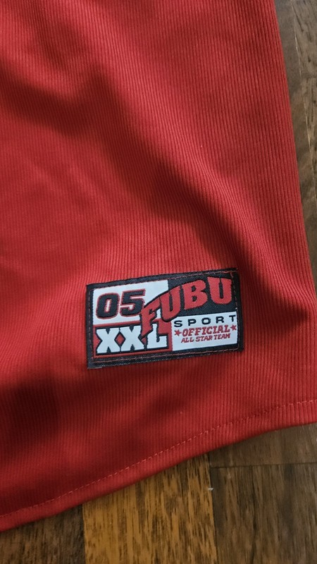 FUBU Men Official All Star Button-Up Jersey Shirt Gray Red XXL Sleeveless 05 LG gallery