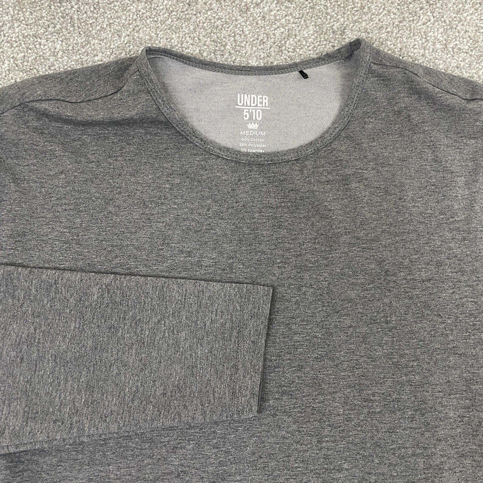 Under 5'10 Shirt Men M Gray Long Sleeve Activewear Performance Athletic Pullover gallery