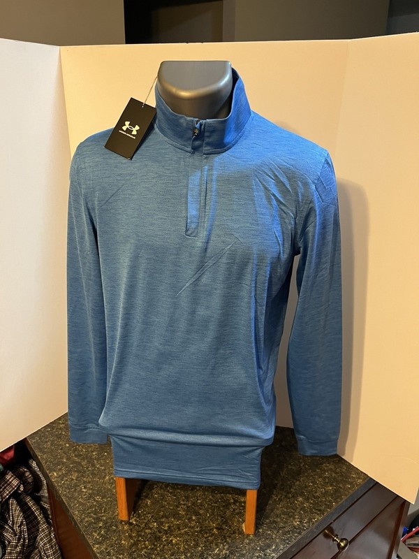 Under Armour Men’s LS 1/4 Zip Pullover Blue Yellow Polyester Blend Small - NWT gallery