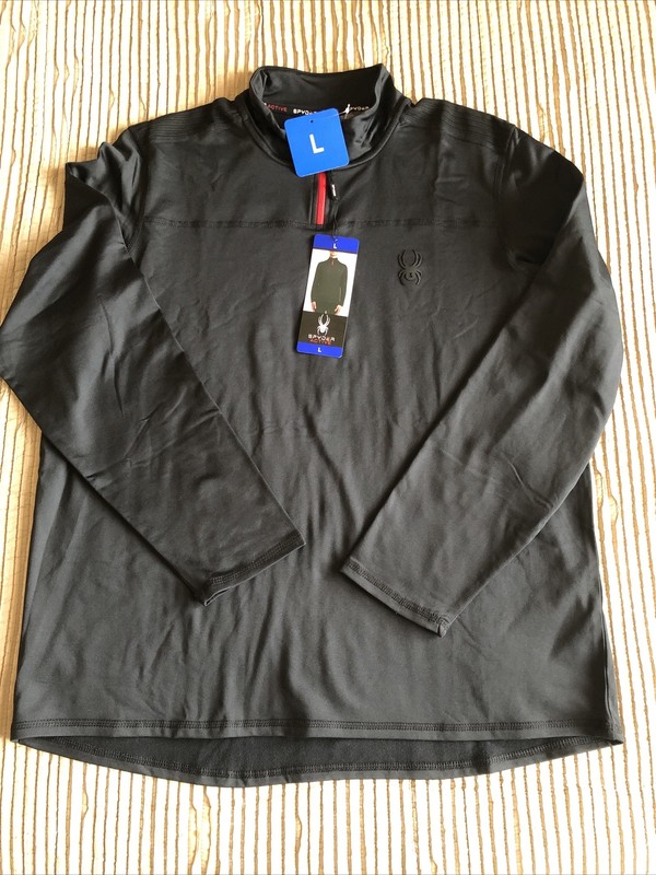 SPIDER Active ProWeb Black Fleece Lined 1/4 Zip Stretch Performance Pullover L gallery