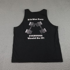 Camp Muscle Tank Top Mens Medium Black Dumbbells Weightlifting Gym Sleeveless