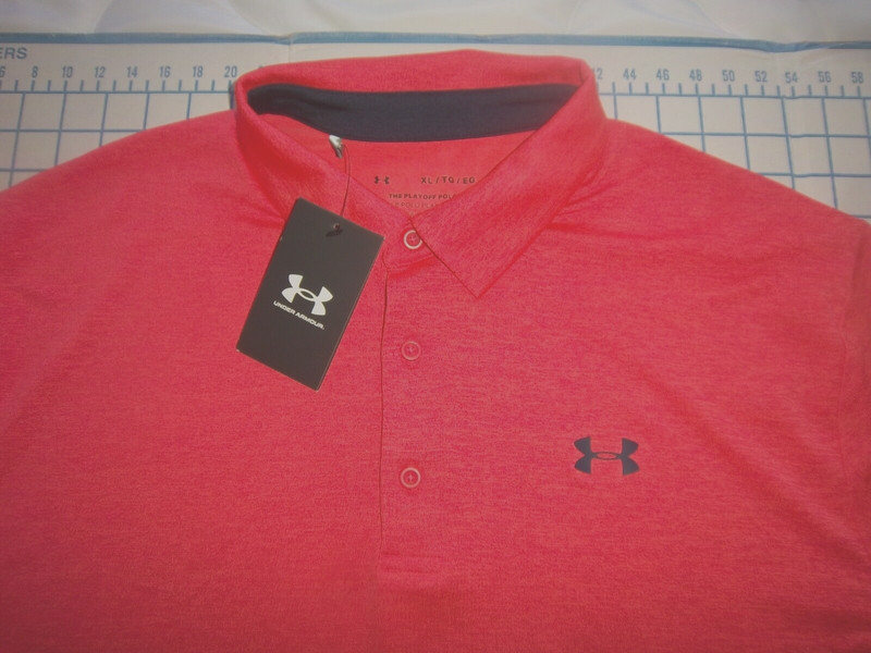 MENS XL BRIGHT ORANGE HAZY UNDER ARMOUR POLO SHIRT - NWT gallery
