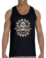 Nobody Cares Work Harder Skull Graphic Tank Top