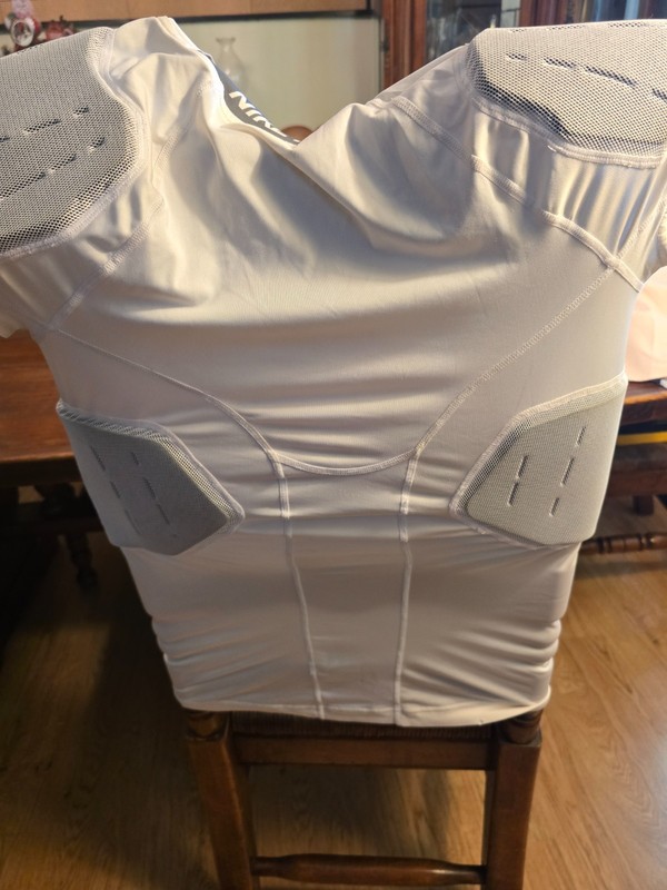 Nike Pro Compression Shirt Built-in Protective Pads Dri-Fit White Crew Large gallery