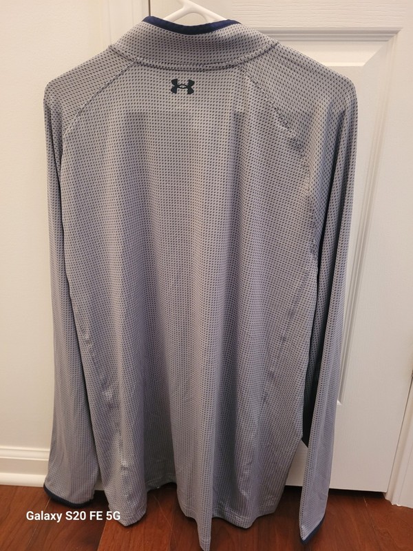 NWT Under Armour Men’s T2 Half Moons Print 1/4 Zip Golf Top in Navy/Grey, 2XL gallery