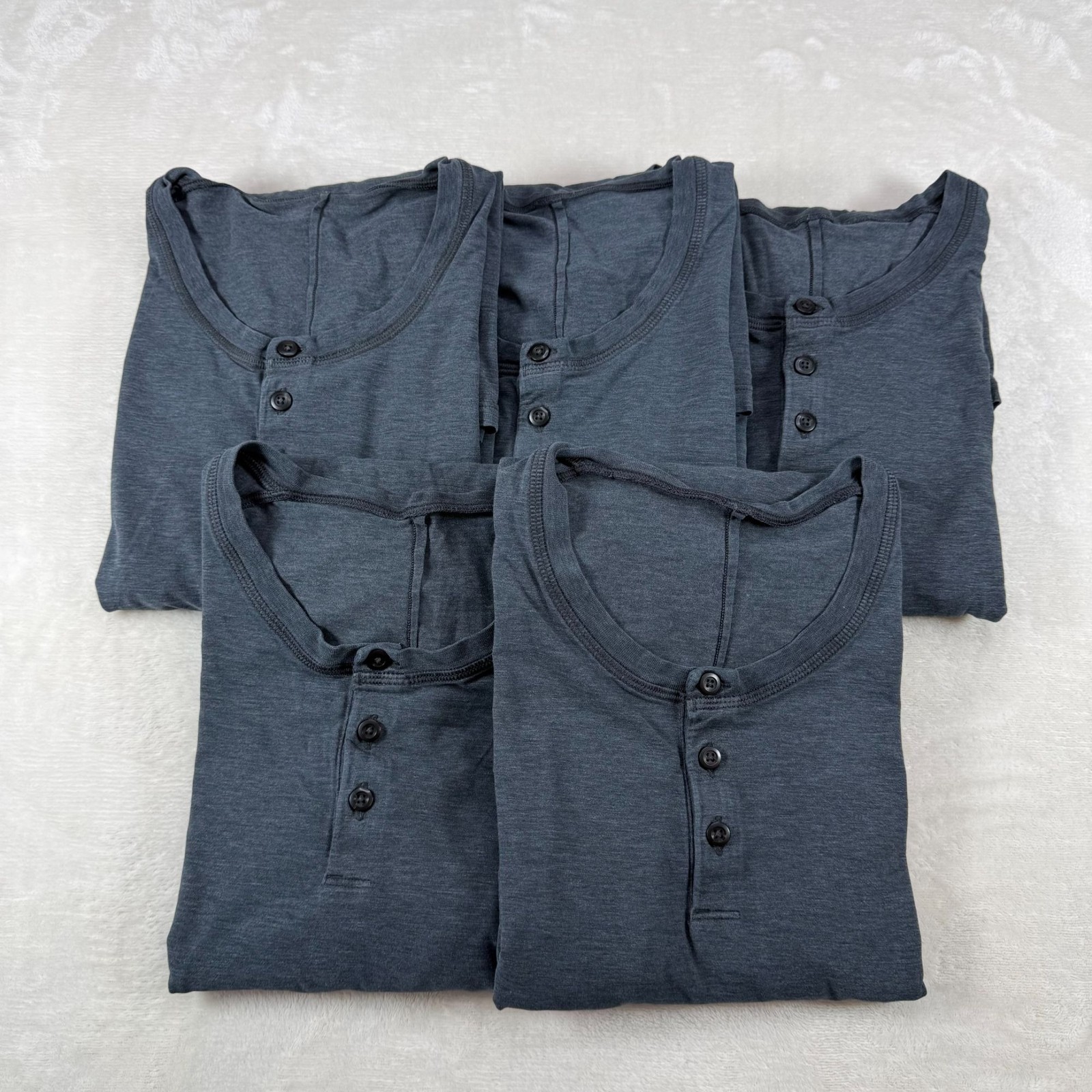 Lot Of 5 Lululemon Mens XXL 5 Year Basic Long Sleeve Henley Blue Pima Cotton Cas gallery