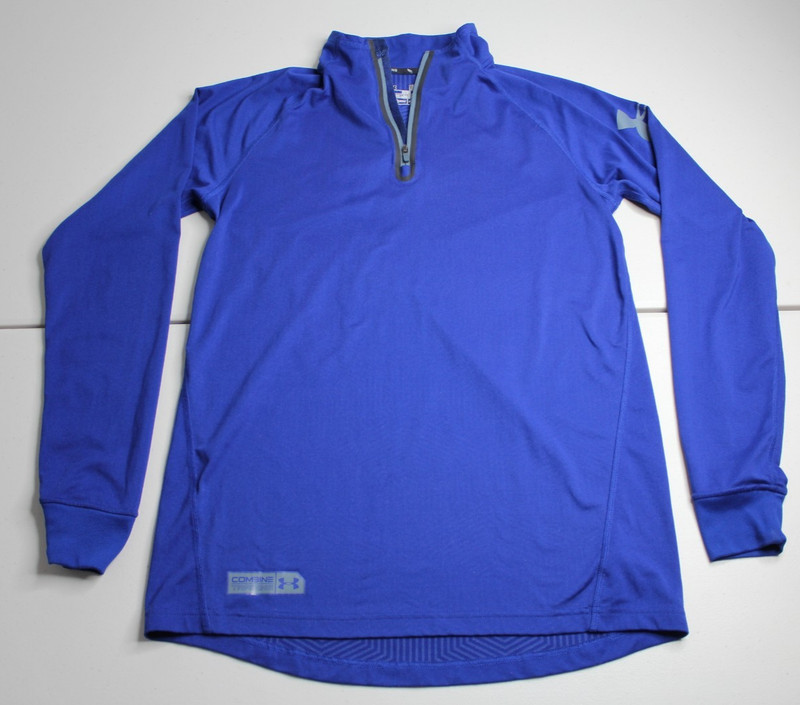 Mens M Medium UA Under Armour Combine Training Blue Fitted Coldgear Football gallery