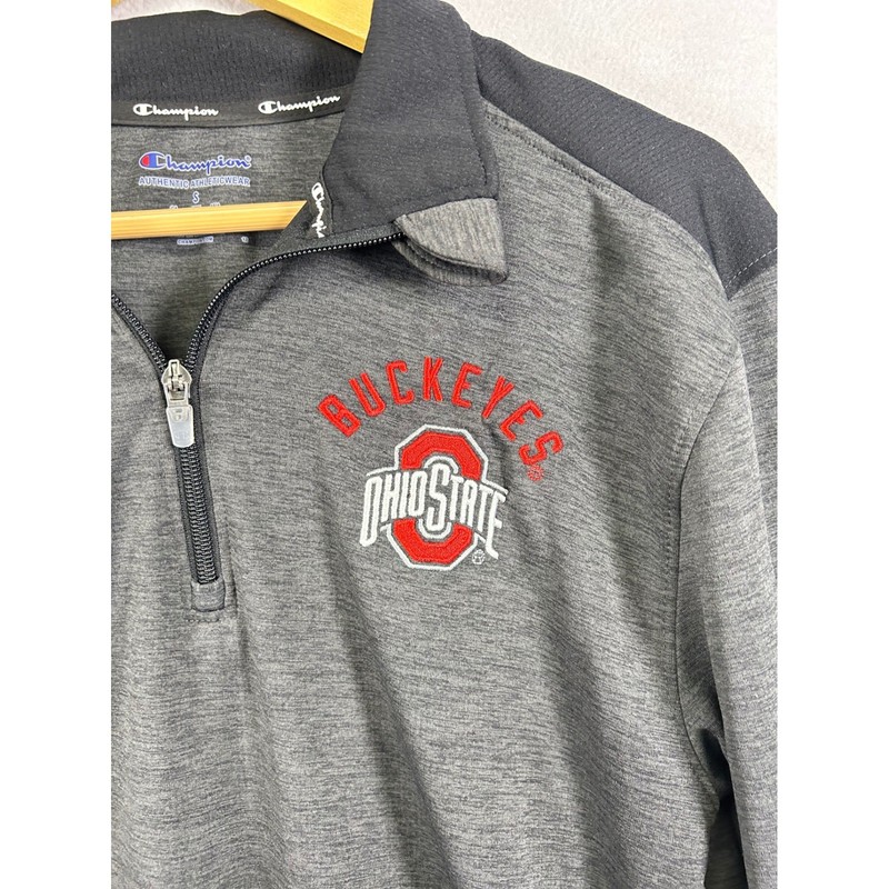 Champion Ohio State Buckeyes Pullover Mens Small Gray 1/4 Zip NCAA Athletic S gallery
