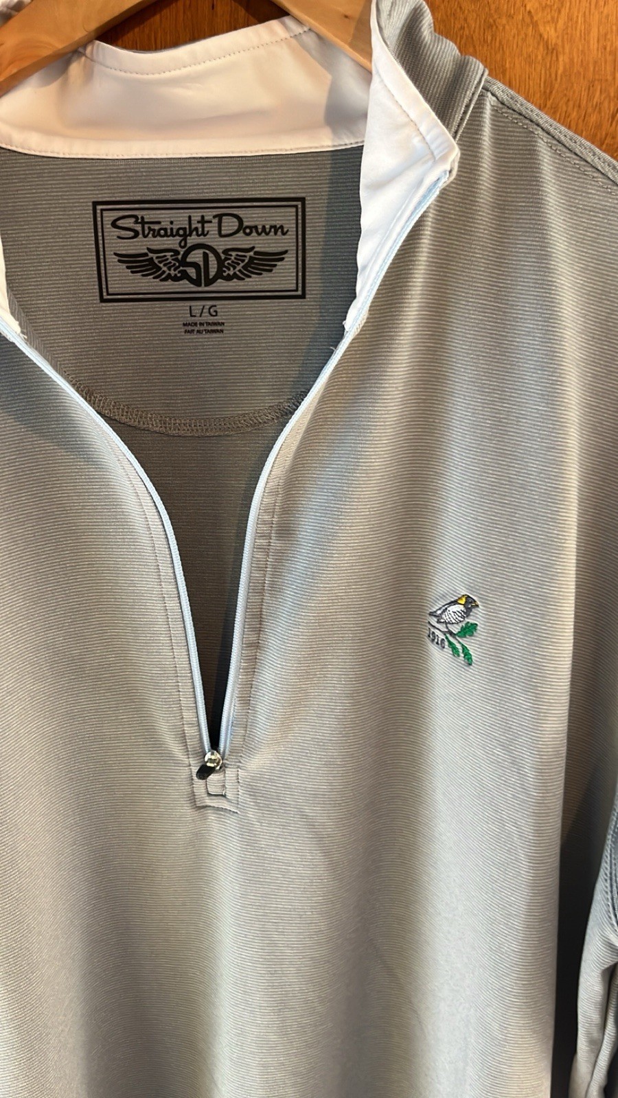Straight Down Men's 1/4 Zip Golf Pullover Sz L Gray Bob-O-Link Golf Club 1916 gallery