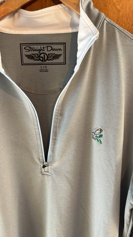 Straight Down Men's 1/4 Zip Golf Pullover Sz L Gray Bob-O-Link Golf Club 1916 gallery