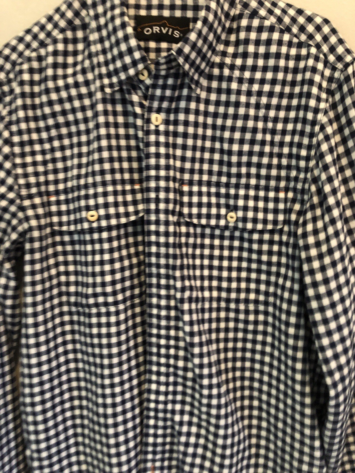 Orvis Shirt Micro Gingham Flannel Light Twill Fly Fishing Line Pocket Medium gallery