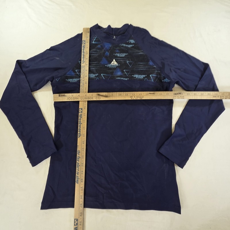 Aquatik Men’s Rashguard Long Sleeve Mock Neck Blue Swim SZ L Surf Sun Snorkeling gallery