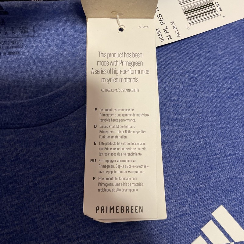 NWT Men’s Adidas Athletic Short Sleeve Blue Shirt Size Medium PrimeGreen Line gallery