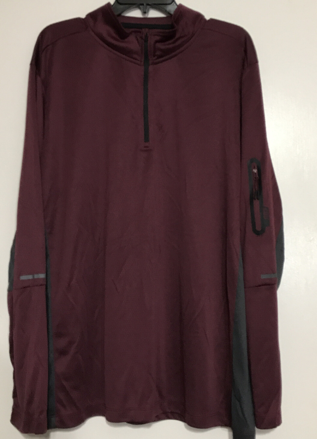 NWT Reebok 2XL Mens Pullover Shirt Burgundy Heather Quarter Zip Long Sleeve gallery